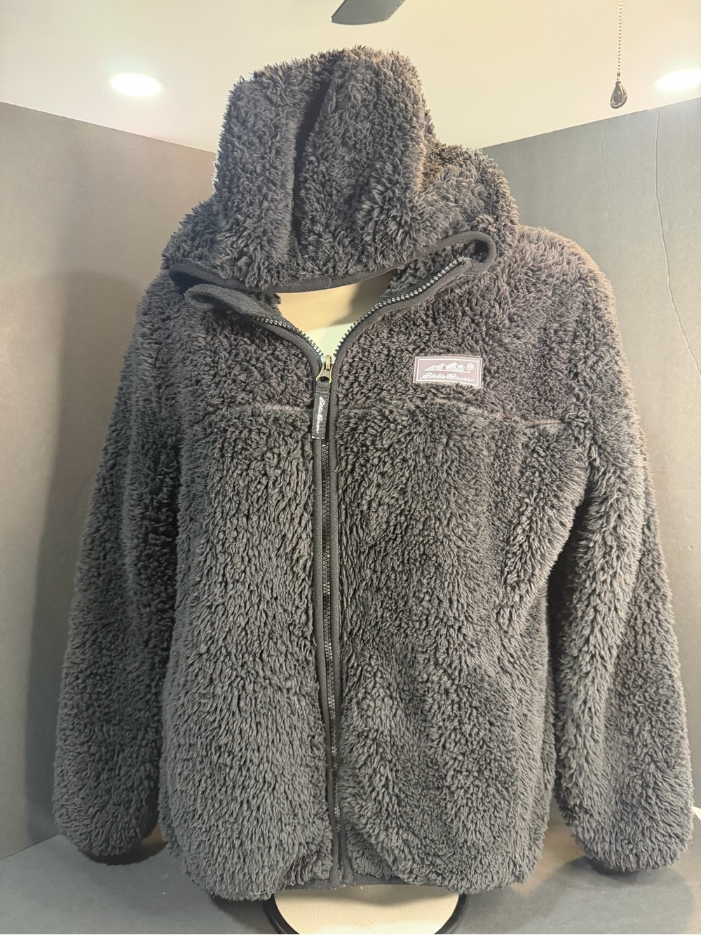 Eddie Bauer Plush Hooded Zip Jacket - Gray
